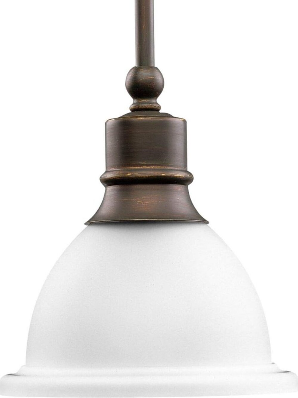 Progress Lighting 1-Light Stem-Hung Mini-Pendant White Etched Glass bell shade